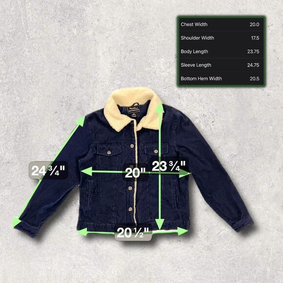 ★ Steve & Barry’s (Navy Blue) Corduroy Sherpa Collar Trucker Jacket ★ - Picture 5 of 8